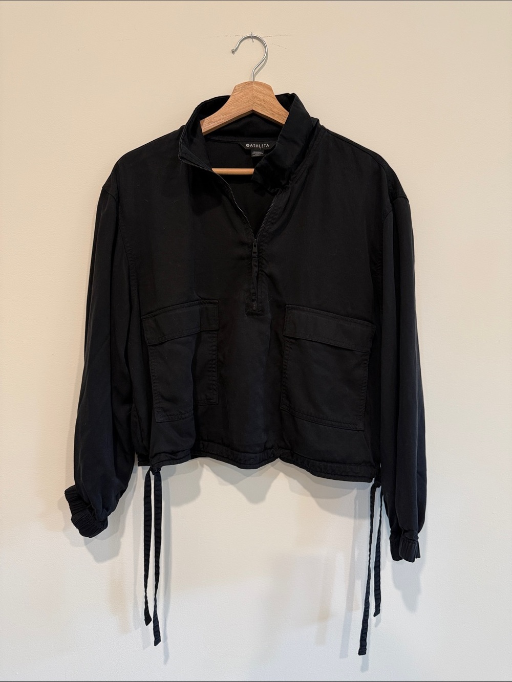 Athleta Black Utility Pullover with Drawstring Hem